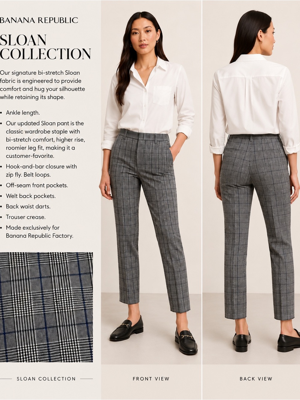 Banana Republic Gray Plaid Sloan Ankle Pants